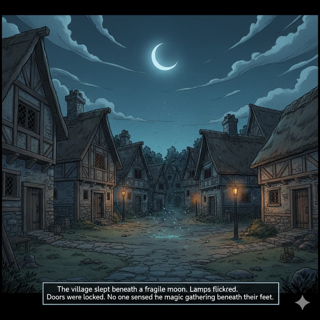 Quiet village at night